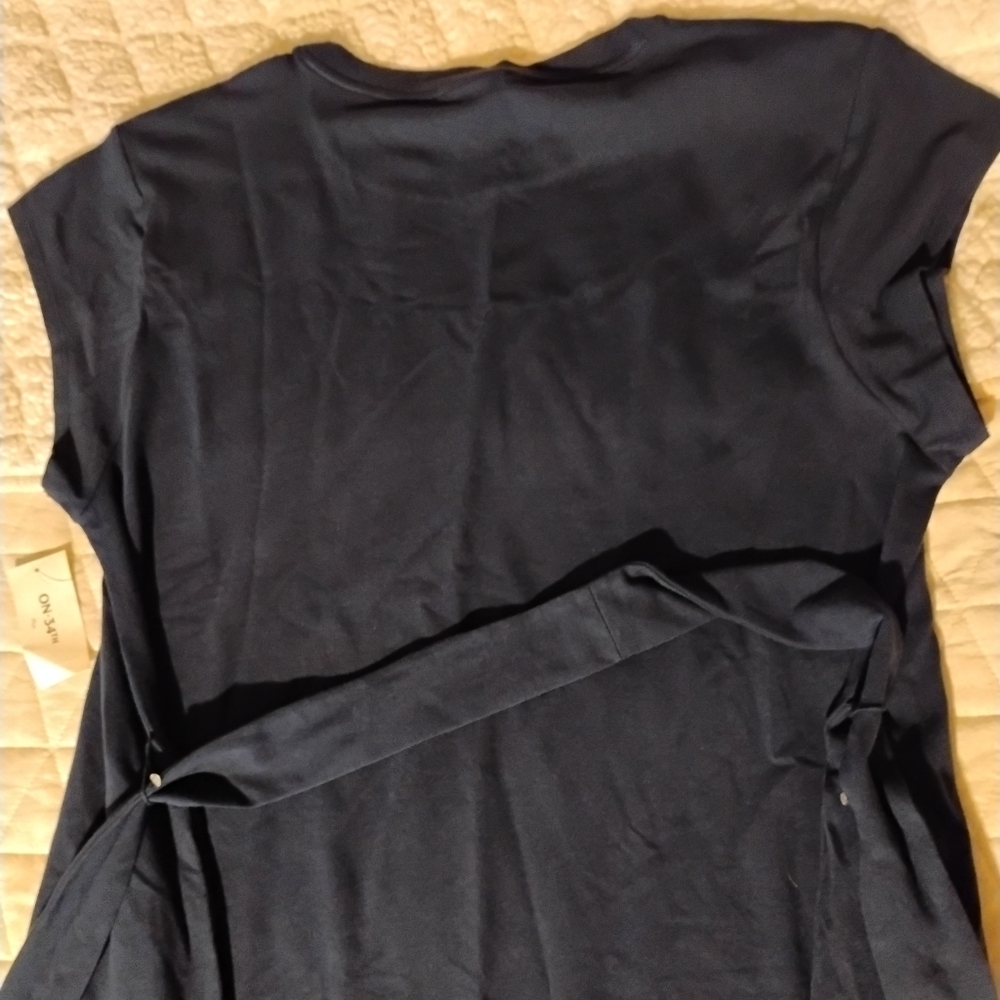 Chic Navy Women's Blouse with Tie Detail